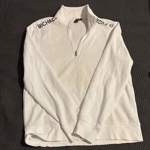 Michael Kors Men's White Zip-Up Sweater